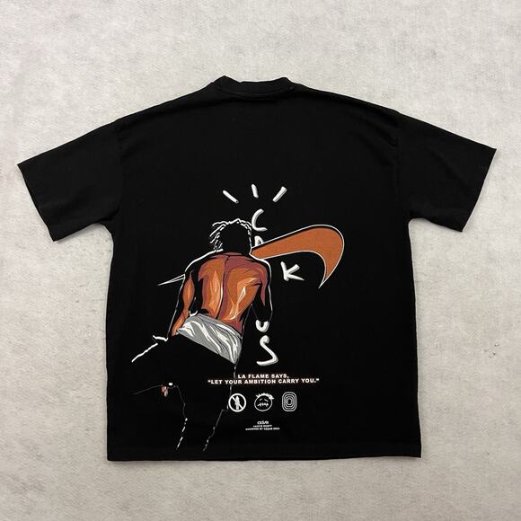 Travis Scott Graphic T Shirt Size Large Black Designed by Cesar 2023 Heavyweight - Picture 5 of 12